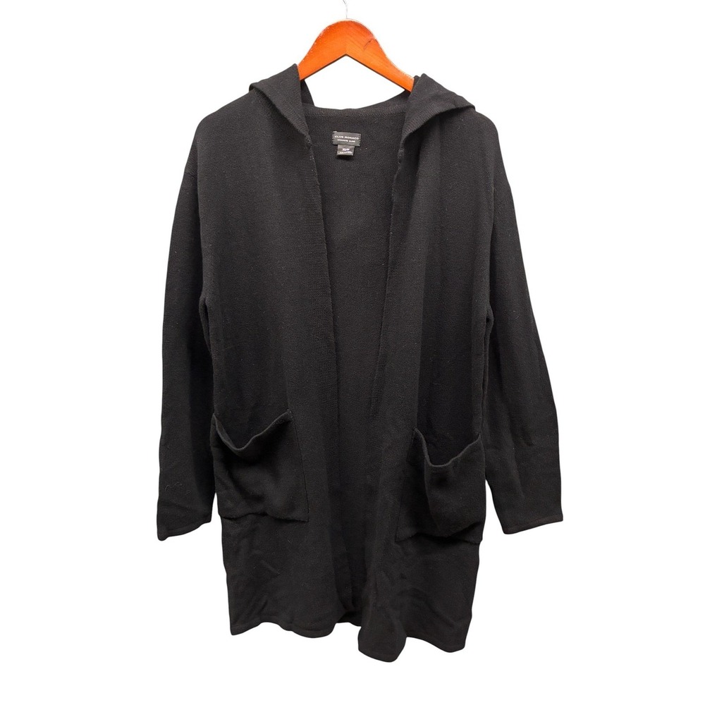 Club Monaco Cardigan Sweater Women's XS Black Hooded Long Wool Cashmere